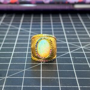 Kurt Geiger Gold Opal Ring with Multicolor Accents
